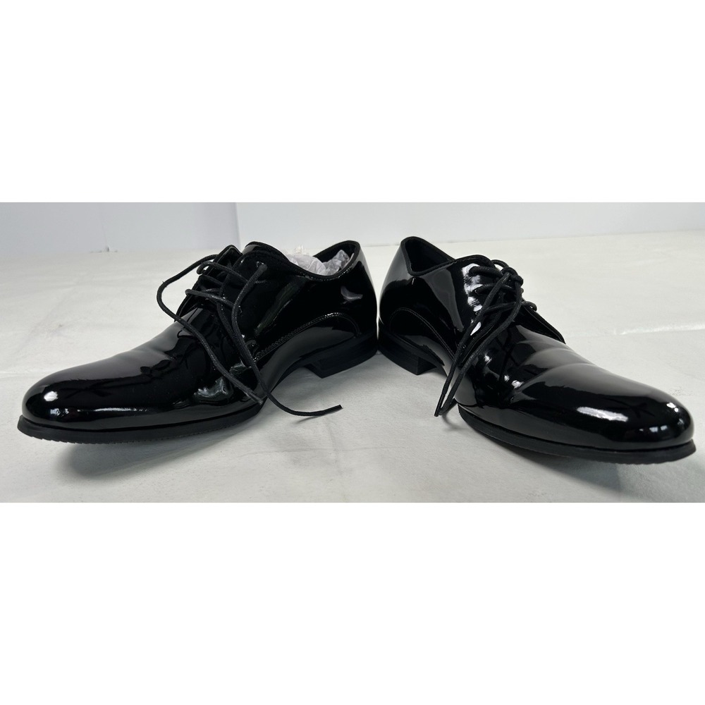 NWOB Kenneth Cole Reaction Men's Size 8 Black Patent Leather Oxfords Shoes